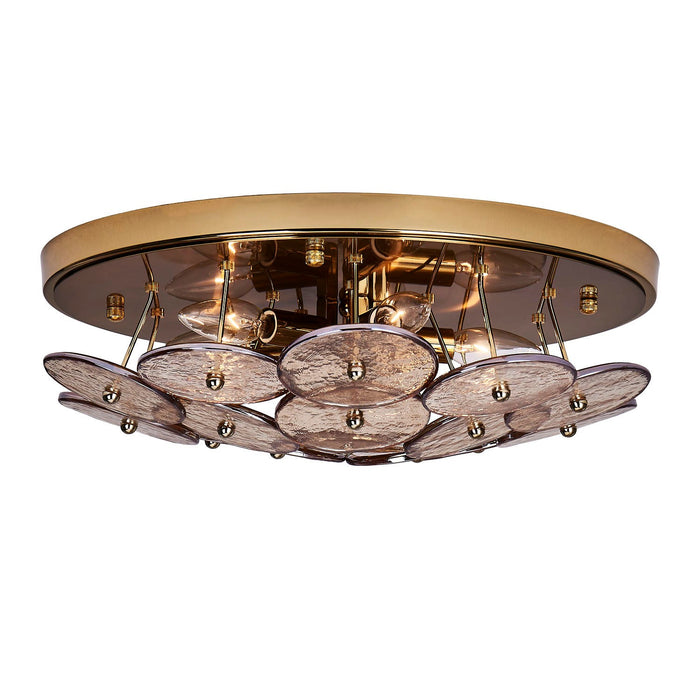 Kalco 521545PWB Five Light Flush Mount, Polished Winter Brass