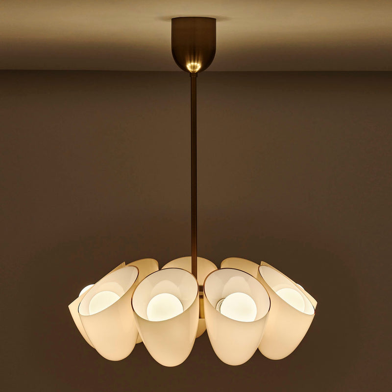Kalco 524355WB Nine Light Chandelier, Winter Brass
