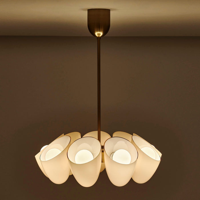 Kalco 524355WB Nine Light Chandelier, Winter Brass