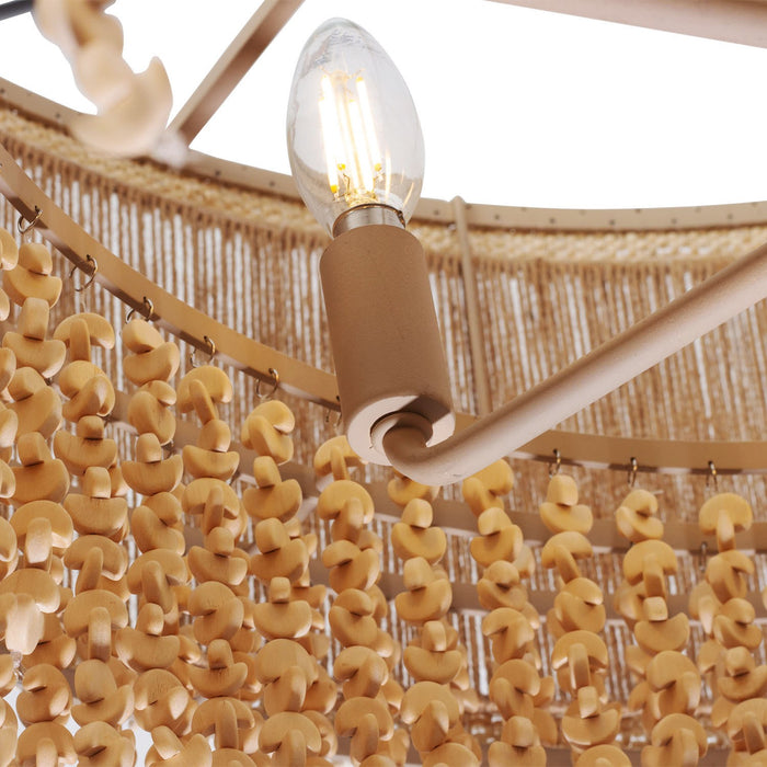 Kalco 524855JT Six Light Pendant, Jute
