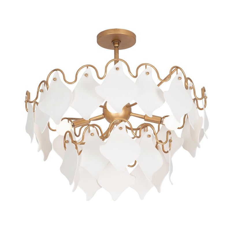 Kalco 525145MG Four Light Semi Flush Mount, Modern Gold