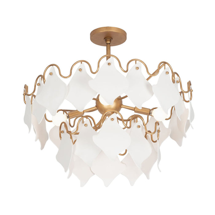 Kalco 525145MG Four Light Semi Flush Mount, Modern Gold