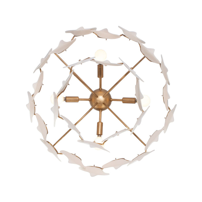 Kalco 525145MG Four Light Semi Flush Mount, Modern Gold