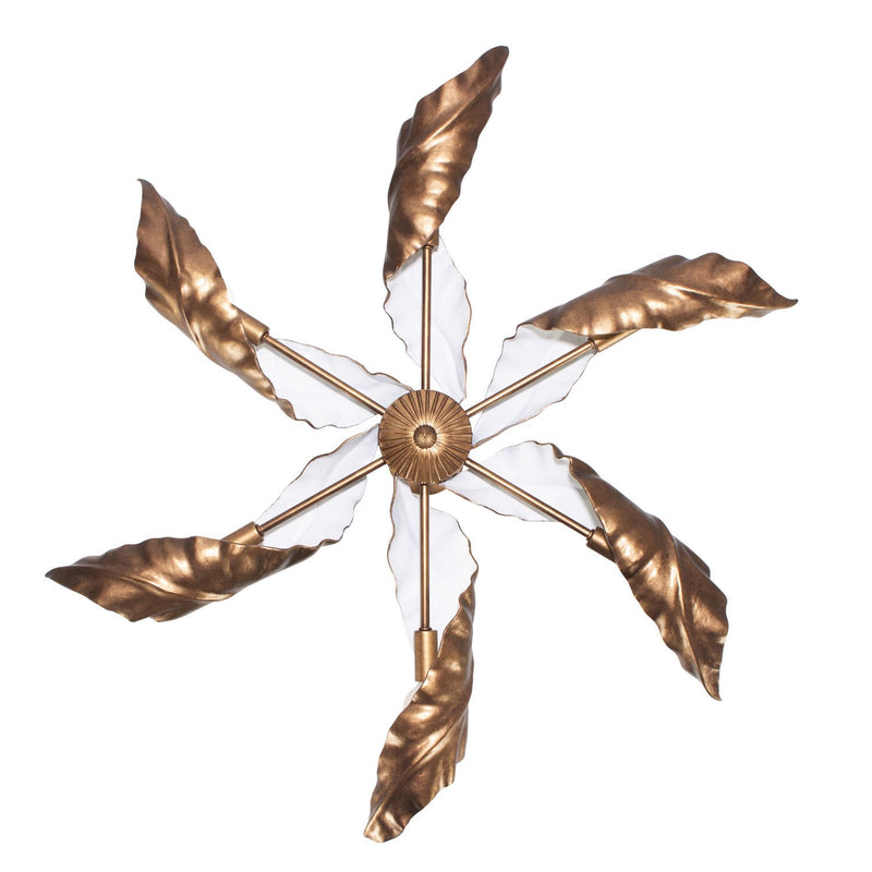 Kalco 525556PABW Six Light Chandelier, Pearlized Antique Brass W/ White