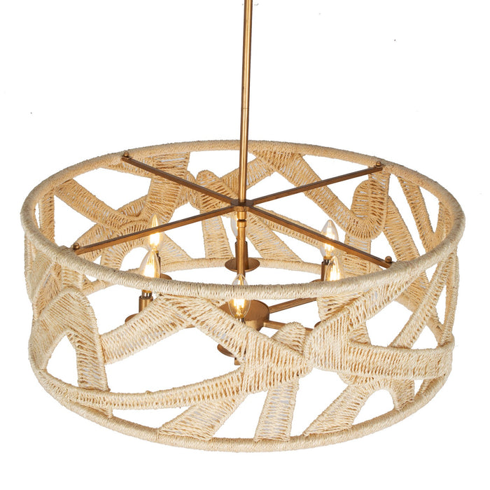 Kalco 525756MGW Six Light Pendant, Modern Gold And White
