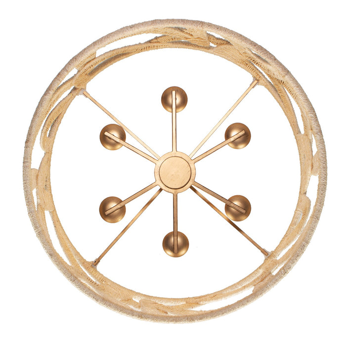 Kalco 525756MGW Six Light Pendant, Modern Gold And White