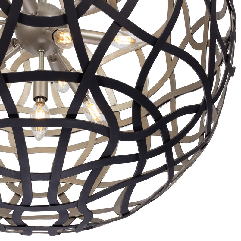 Kalco 525855BTS 13 Light Pendant, Matte Black / Tarnish Silver