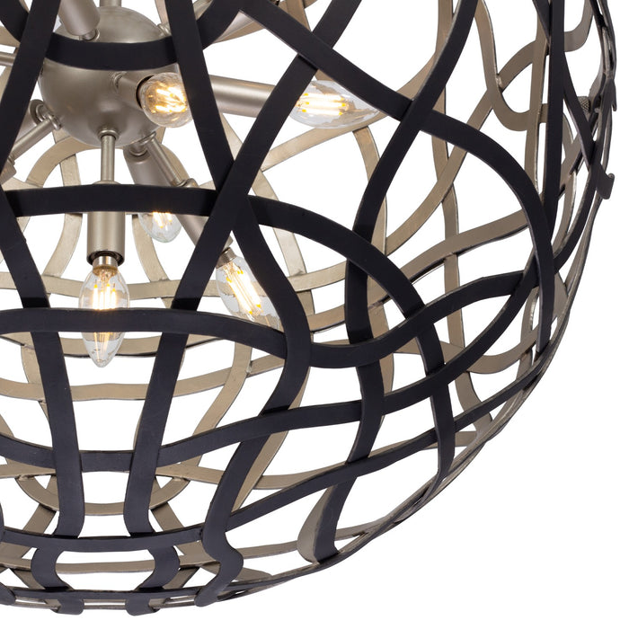 Kalco 525855BTS 13 Light Pendant, Matte Black / Tarnish Silver