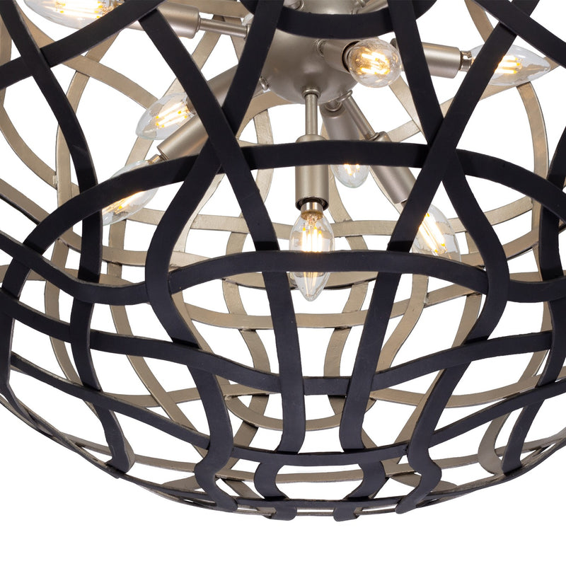 Kalco 525855BTS 13 Light Pendant, Matte Black / Tarnish Silver