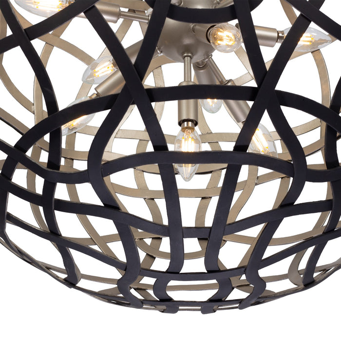 Kalco 525855BTS 13 Light Pendant, Matte Black / Tarnish Silver