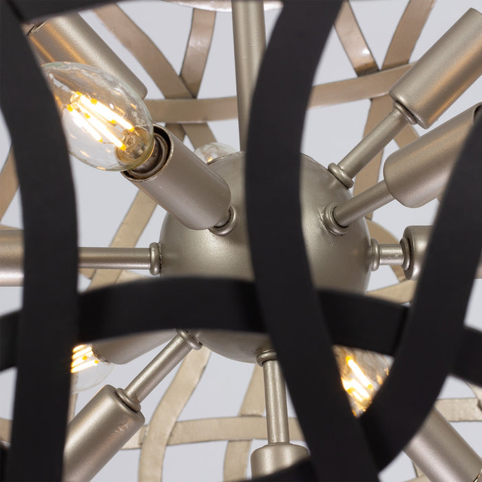Kalco 525855BTS 13 Light Pendant, Matte Black / Tarnish Silver