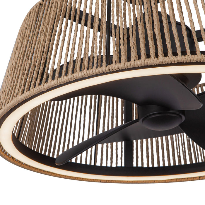 Kuzco Lighting CF41424-MB/BR-5CCT 24" Ceiling Fan, Matte Black/Braided Rope