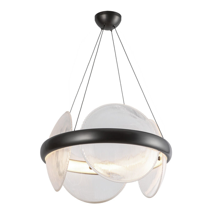 Kuzco Lighting CH13922-UBCR-UNV LED Chandelier, Urban Bronze/Clear Ribbed Glass