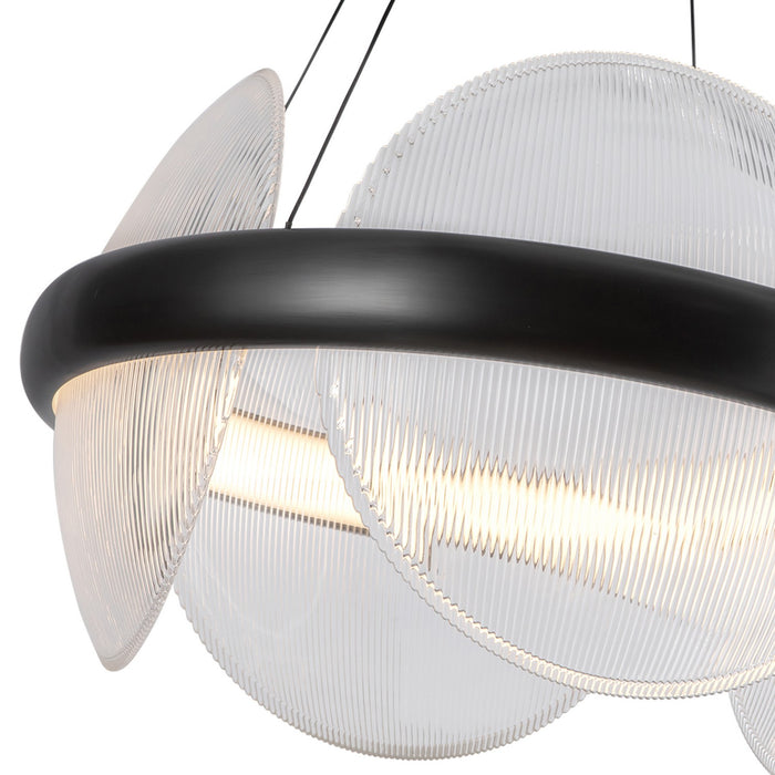 Kuzco Lighting CH13922-UBCR-UNV LED Chandelier, Urban Bronze/Clear Ribbed Glass