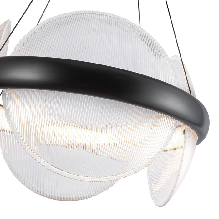 Kuzco Lighting CH13922-UBCR-UNV LED Chandelier, Urban Bronze/Clear Ribbed Glass