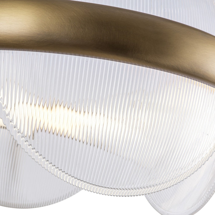 Kuzco Lighting CH13922-VBCR-UNV LED Chandelier, Vintage Brass/Clear Ribbed Glass