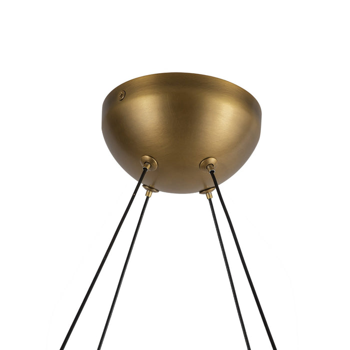 Kuzco Lighting CH13922-VBCR-UNV LED Chandelier, Vintage Brass/Clear Ribbed Glass