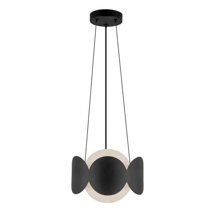 Kuzco Lighting CH59810-BK/OP One Light Chandelier, Black/Opal Glass