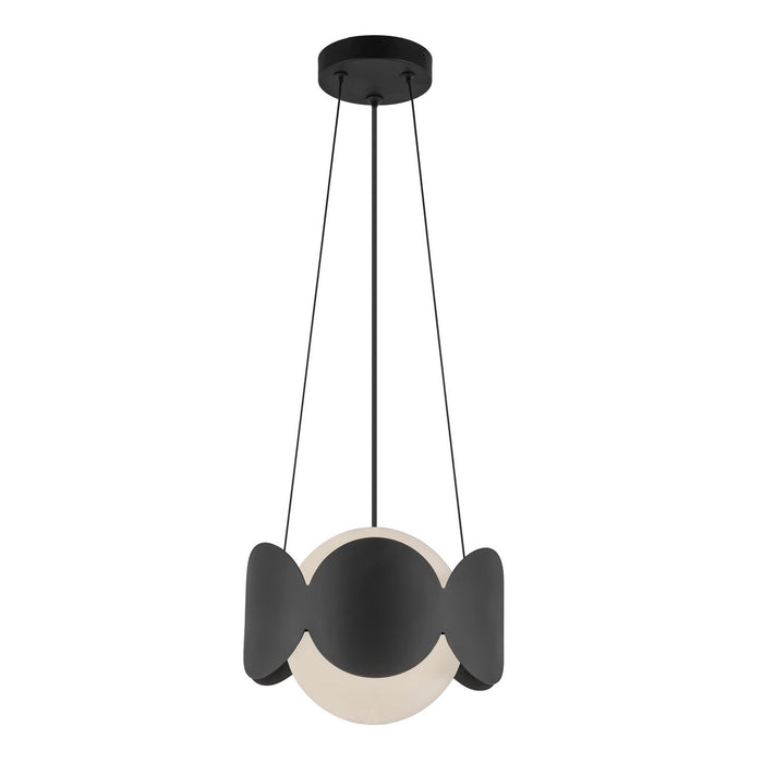 Kuzco Lighting CH59810-BK/OP One Light Chandelier, Black/Opal Glass