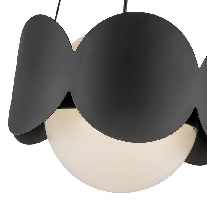 Kuzco Lighting CH59810-BK/OP One Light Chandelier, Black/Opal Glass
