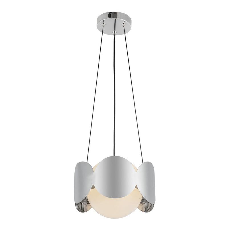 Kuzco Lighting CH59810-CH/OP One Light Chandelier, Chrome/Opal Glass