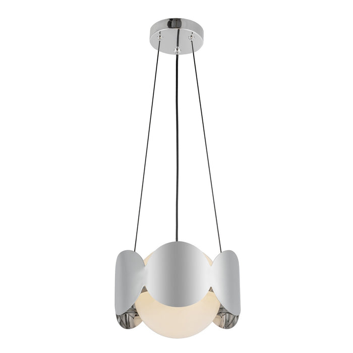 Kuzco Lighting CH59810-CH/OP One Light Chandelier, Chrome/Opal Glass