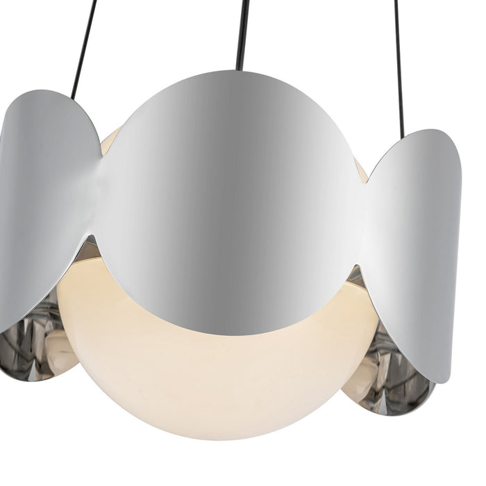 Kuzco Lighting CH59810-CH/OP One Light Chandelier, Chrome/Opal Glass