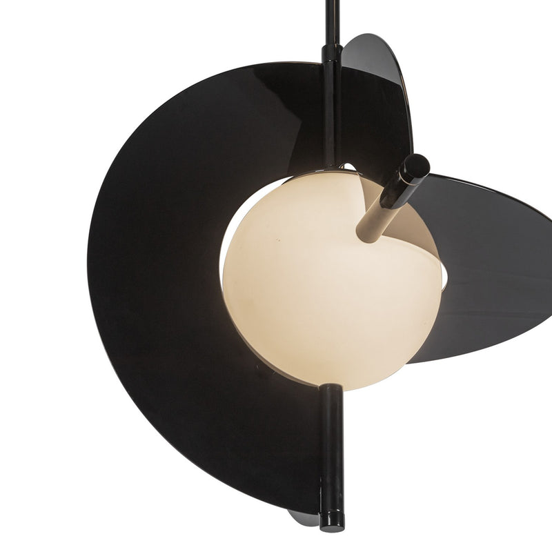 Kuzco Lighting CH65127-GBK/OP-UNV LED Chandelier, Glossy Black/Opal Glass