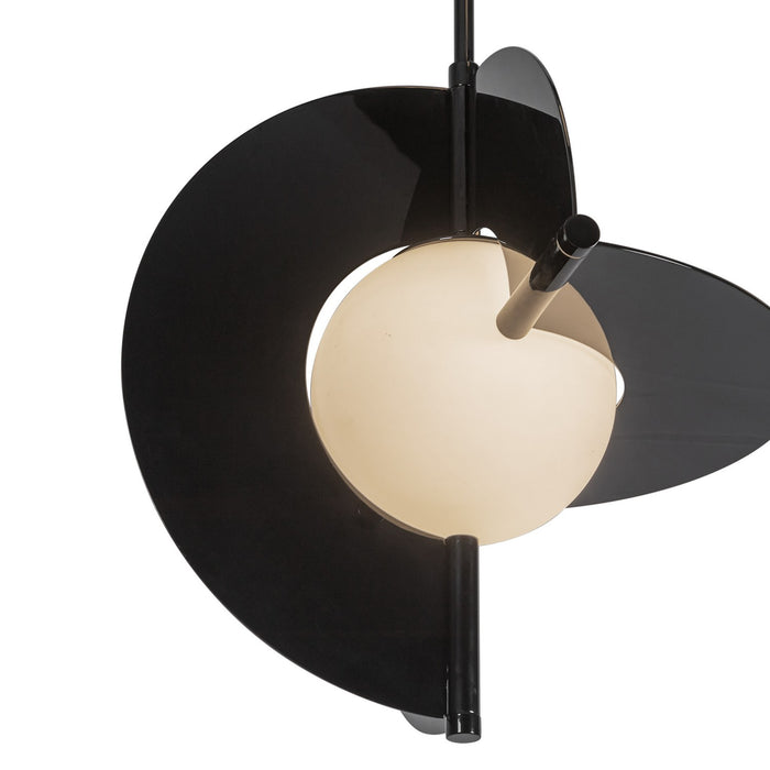 Kuzco Lighting CH65127-GBK/OP-UNV LED Chandelier, Glossy Black/Opal Glass