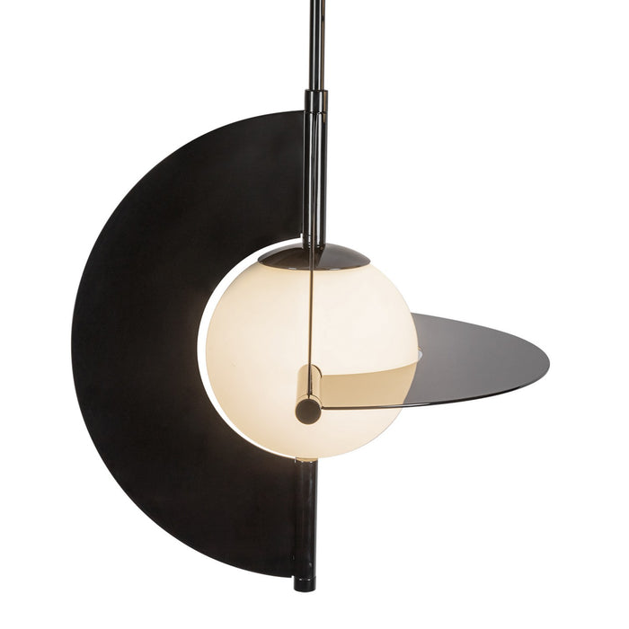 Kuzco Lighting CH65127-GBK/OP-UNV LED Chandelier, Glossy Black/Opal Glass