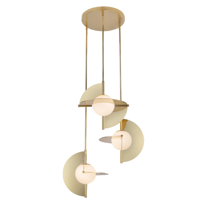 Kuzco Lighting CH65127-MRB/OP-UNV LED Chandelier, Metallic Brass/Opal Glass