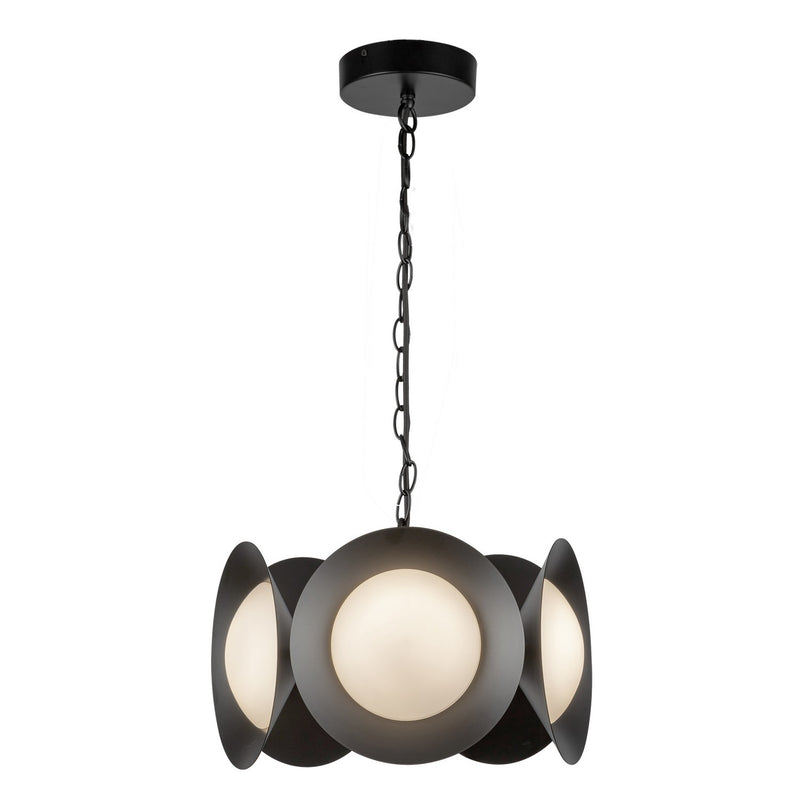 Kuzco Lighting CH77916-BK/OP-UNV LED Chandelier, Black/Opal Glass