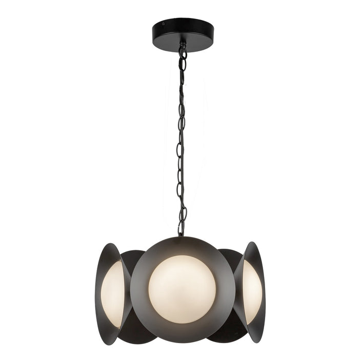 Kuzco Lighting CH77916-BK/OP-UNV LED Chandelier, Black/Opal Glass