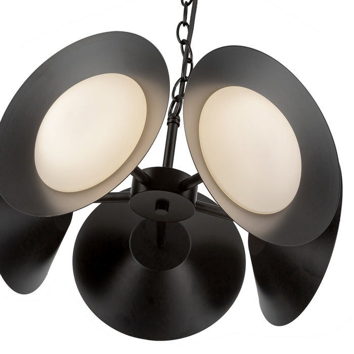 Kuzco Lighting CH77916-BK/OP-UNV LED Chandelier, Black/Opal Glass