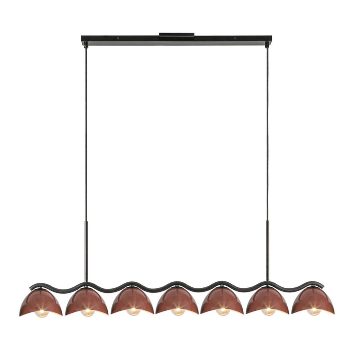 Kuzco Lighting LP57642-BK/BGD Seven Light Linear Pendant, Black/Burgundy