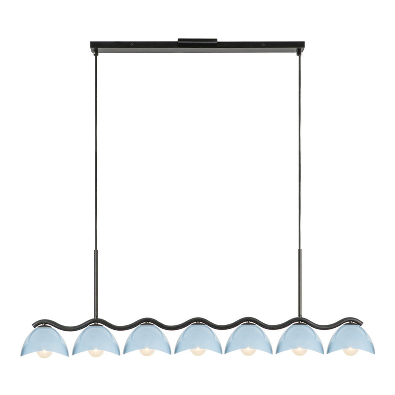 Kuzco Lighting LP57642-BK/CER Seven Light Linear Pendant, Black/Cerulean