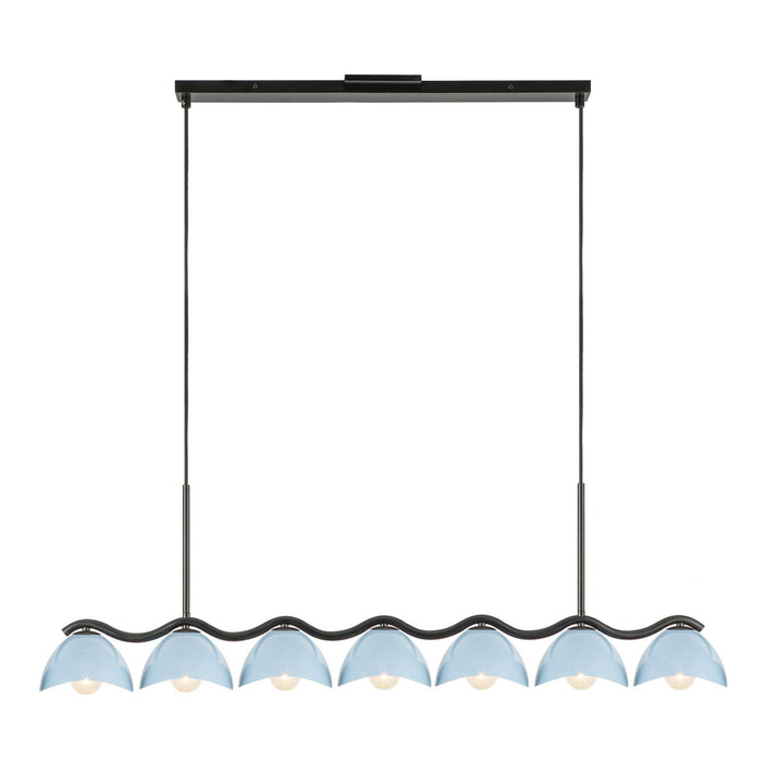 Kuzco Lighting LP57642-BK/CER Seven Light Linear Pendant, Black/Cerulean