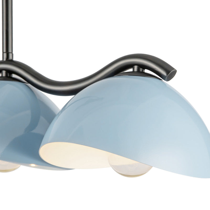 Kuzco Lighting LP57642-BK/CER Seven Light Linear Pendant, Black/Cerulean