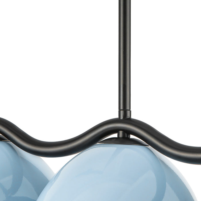 Kuzco Lighting LP57642-BK/CER Seven Light Linear Pendant, Black/Cerulean