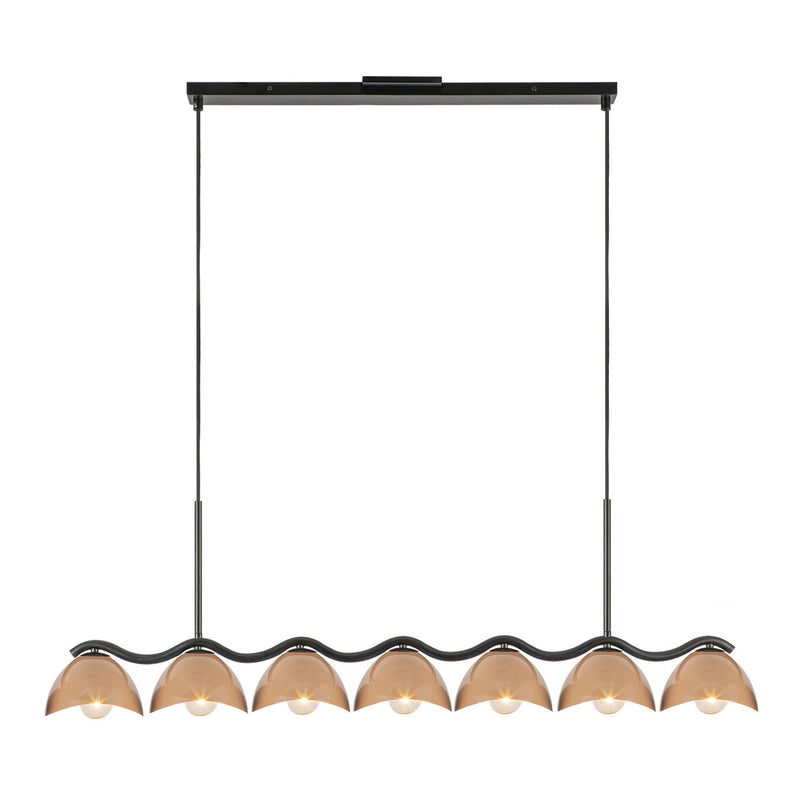Kuzco Lighting LP57642-BK/PEC Seven Light Linear Pendant, Black/Peach