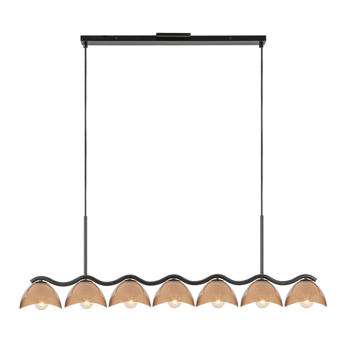 Kuzco Lighting LP57642-BK/PEC Seven Light Linear Pendant, Black/Peach