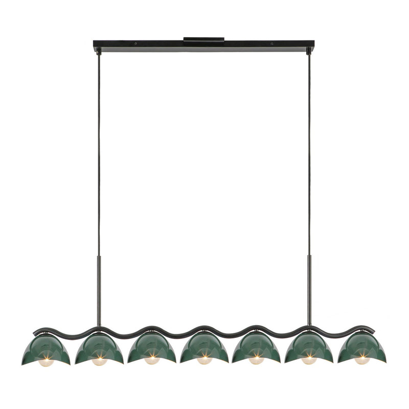 Kuzco Lighting LP57642-BK/PGN Seven Light Linear Pendant, Black/Pine Green