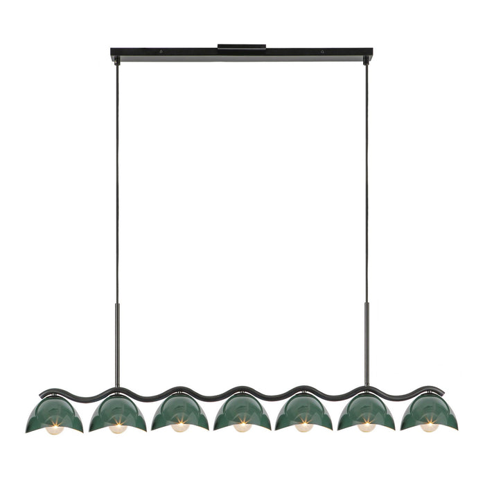 Kuzco Lighting LP57642-BK/PGN Seven Light Linear Pendant, Black/Pine Green