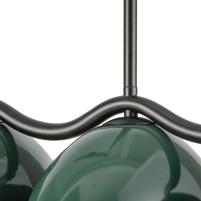 Kuzco Lighting LP57642-BK/PGN Seven Light Linear Pendant, Black/Pine Green