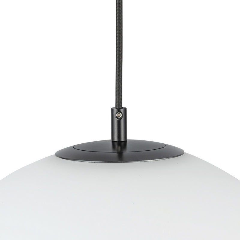 Kuzco Lighting PD34212-BK/OP One Light Pendant, Black/Opal Glass