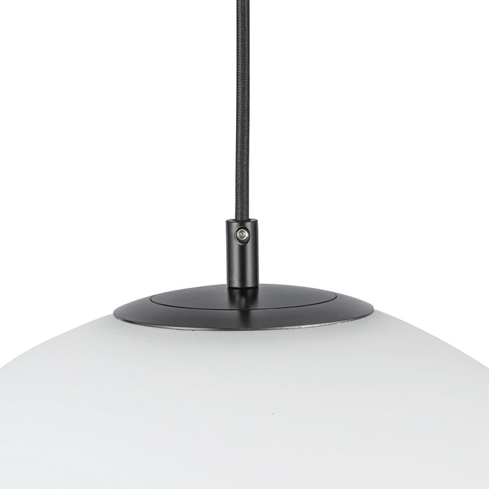 Kuzco Lighting PD34216-BK/OP One Light Pendant, Black/Opal Glass