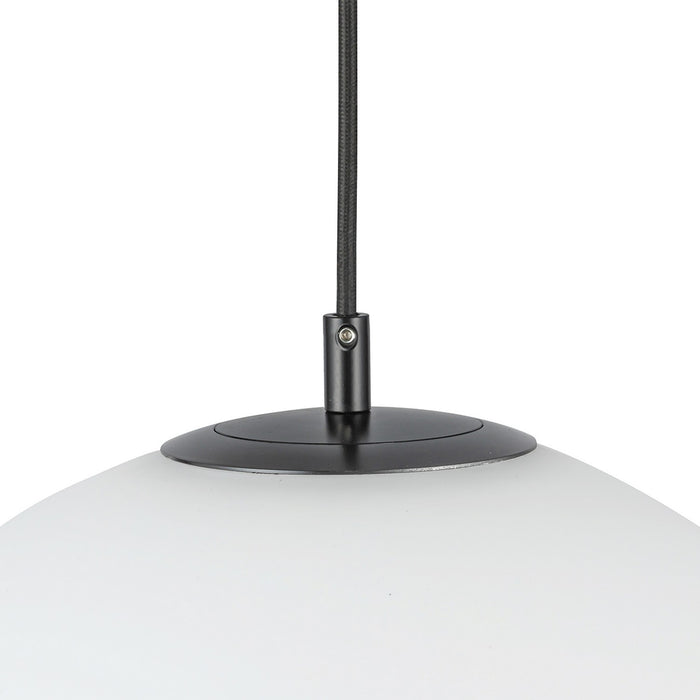 Kuzco Lighting PD34612-BK/OP One Light Pendant, Black/Opal Glass