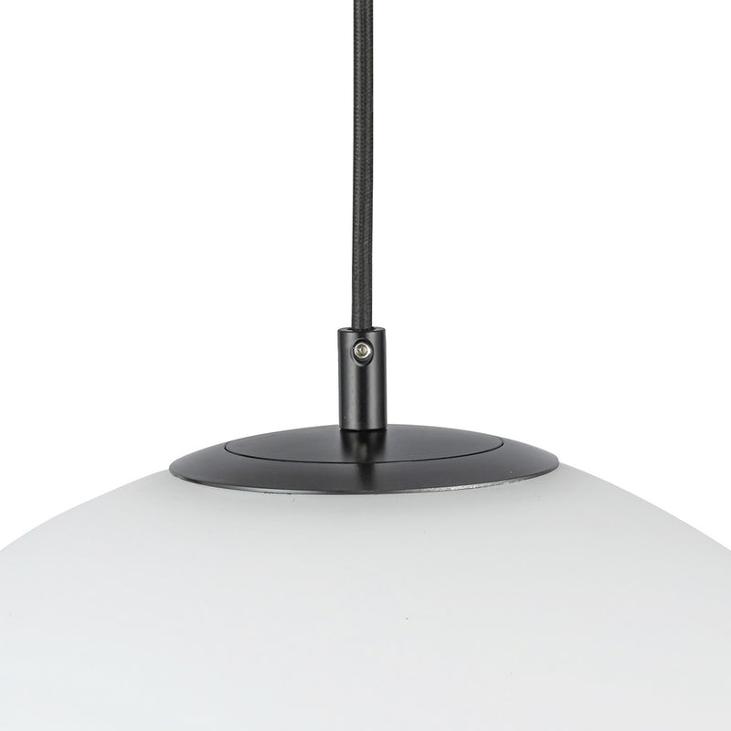 Kuzco Lighting PD34616-BK/OP One Light Pendant, Black/Opal Glass