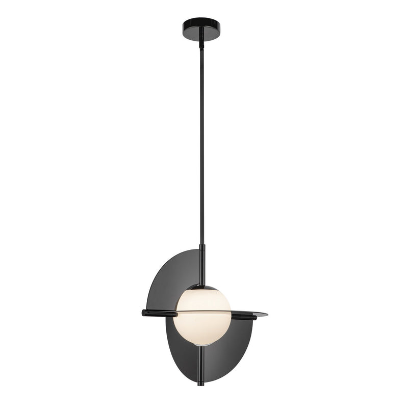Kuzco Lighting PD65116-GBK/OP-UNV LED Pendant, Glossy Black/Opal Glass