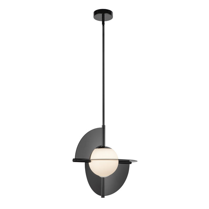 Kuzco Lighting PD65116-GBK/OP-UNV LED Pendant, Glossy Black/Opal Glass